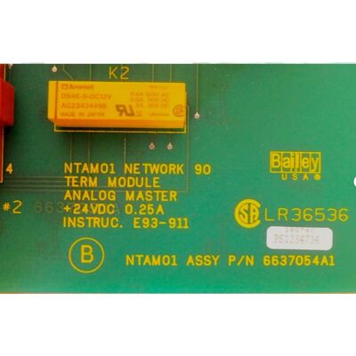 ABB NTAM01 Analog Master Termination Unit for INFI 90 Control System with 24 VDC Power Supply and Passive Rack-Mounted Design