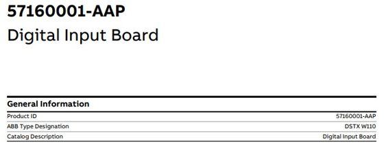 DSTX W110 57160001-AAP ABB Digital Input Board